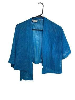 Eyelet Open-Knit Metallic Cardigan with Front Tie – ,